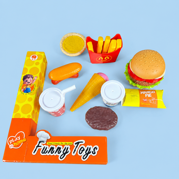 Kids Pretend Fast Food Play Set – Burger, Fries, Ice Cream & Snacks