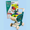 Piece Kids Supermarket Shopping Cart with Pretend Fruits & Vegetables – Grocery Role-Play Toy Set