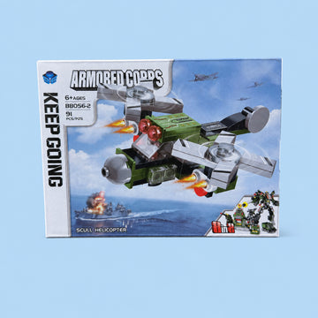91-Piece Military Helicopter Building Blocks Set – Armored Corps Aircraft Construction Toy for Kids, Ages 6+