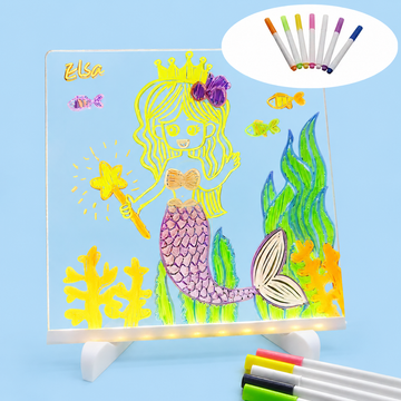 Fluorescent LED Acrylic Sketchpad with Color Markers for Kids