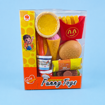 Kids Pretend Fast Food Play Set – Burger, Fries, Ice Cream & Snacks