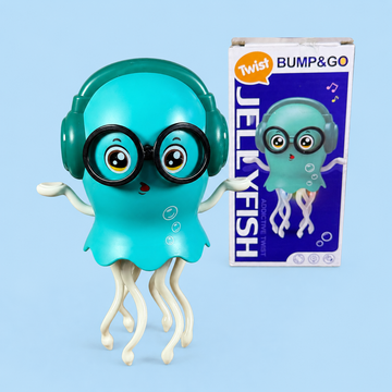 Musical Dancing Jellyfish Toy for Kids – Bump & Go Twist Action with Lights & Music, Headphone Design