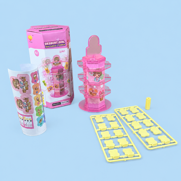 Dessert Girl Balance Tower Game 2-in-1 – Fun Stacking & Balancing Toy for Kids, Single/Multiplayer