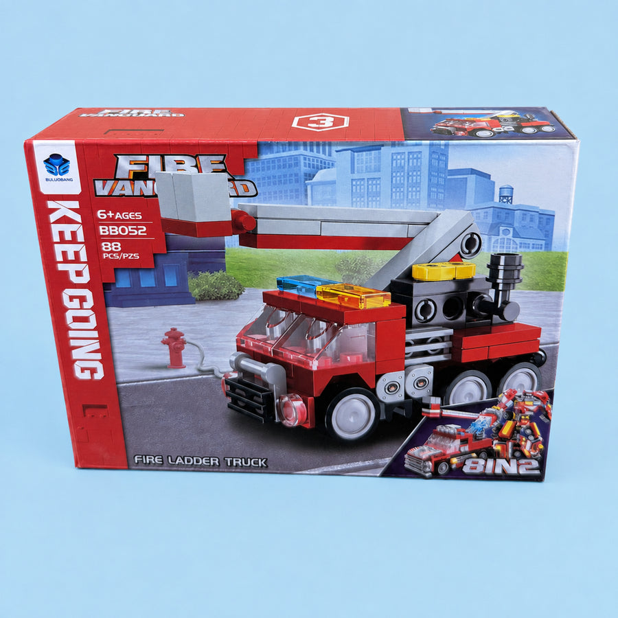 88-Piece Fire Ladder Truck Building Blocks Set for Kids – DIY Rescue Vehicle Construction Toy, Ages 6+