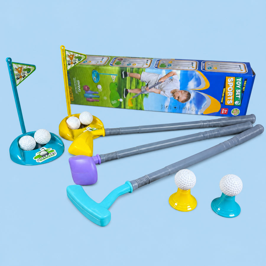 Kids Golf Toy Set with 3 Clubs, 6 Balls, 2 Practice Holes & Flags – Indoor Outdoor Sports Game, Ages 3+