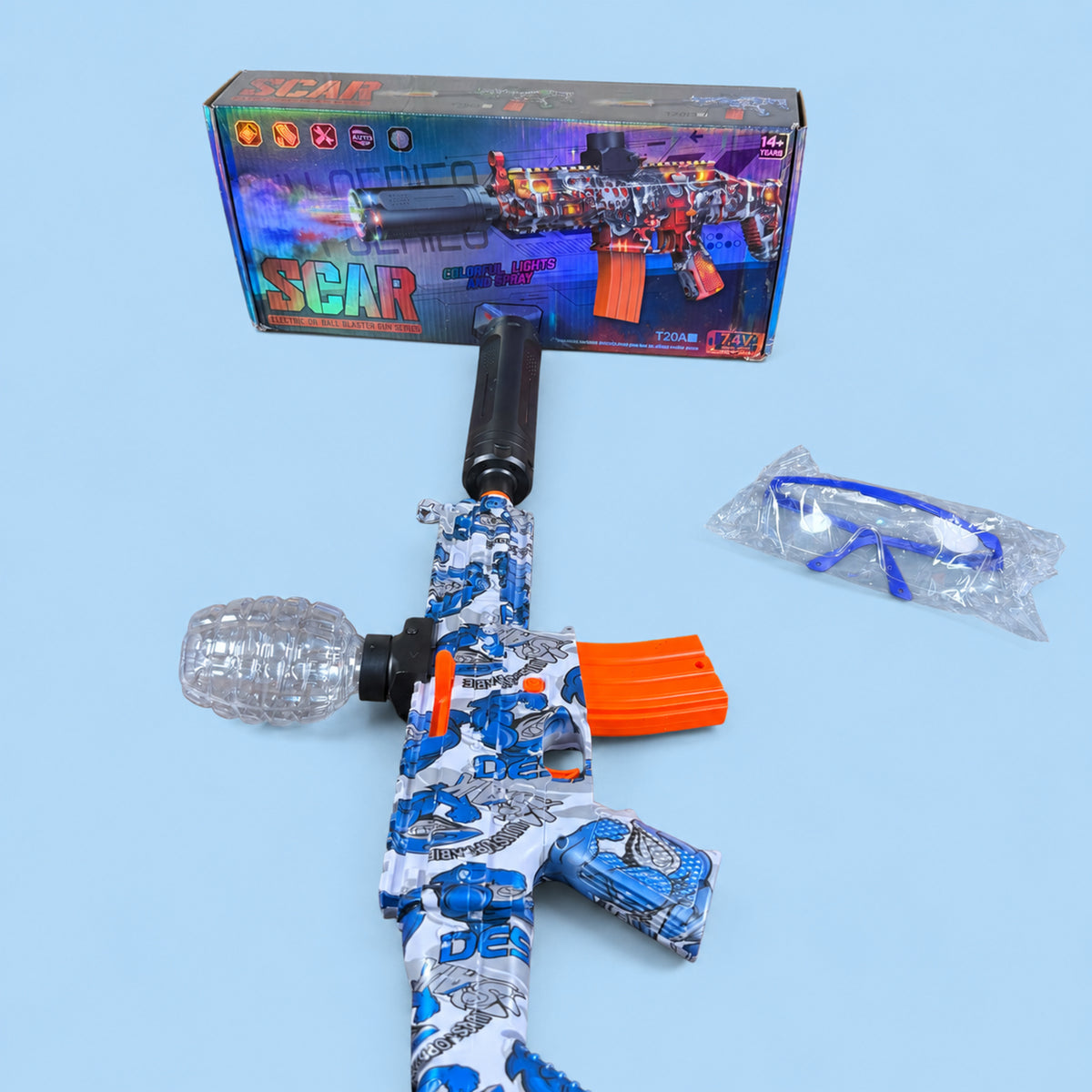 T20A Electric Gel Ball Blaster with Sensor Muzzle Lights & Mist Effect – Automatic Toy Set, Ages 14+