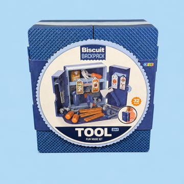 32-Piece 2-in-1 Kids Tool Set Backpack – Portable Pretend Repair Workshop Playset, Ages 3+